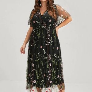 BloomChic Black Floral Embroidered Maxi Dress
